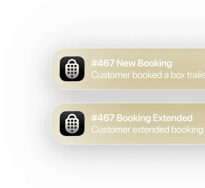Lockii push notification alerts for overdue bookings and customer issues