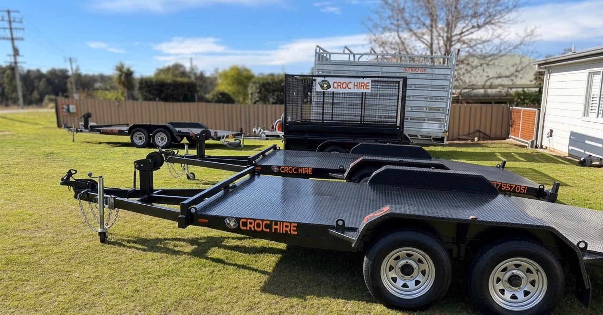 Croc Hire trailer with the Croc Hire brand mark