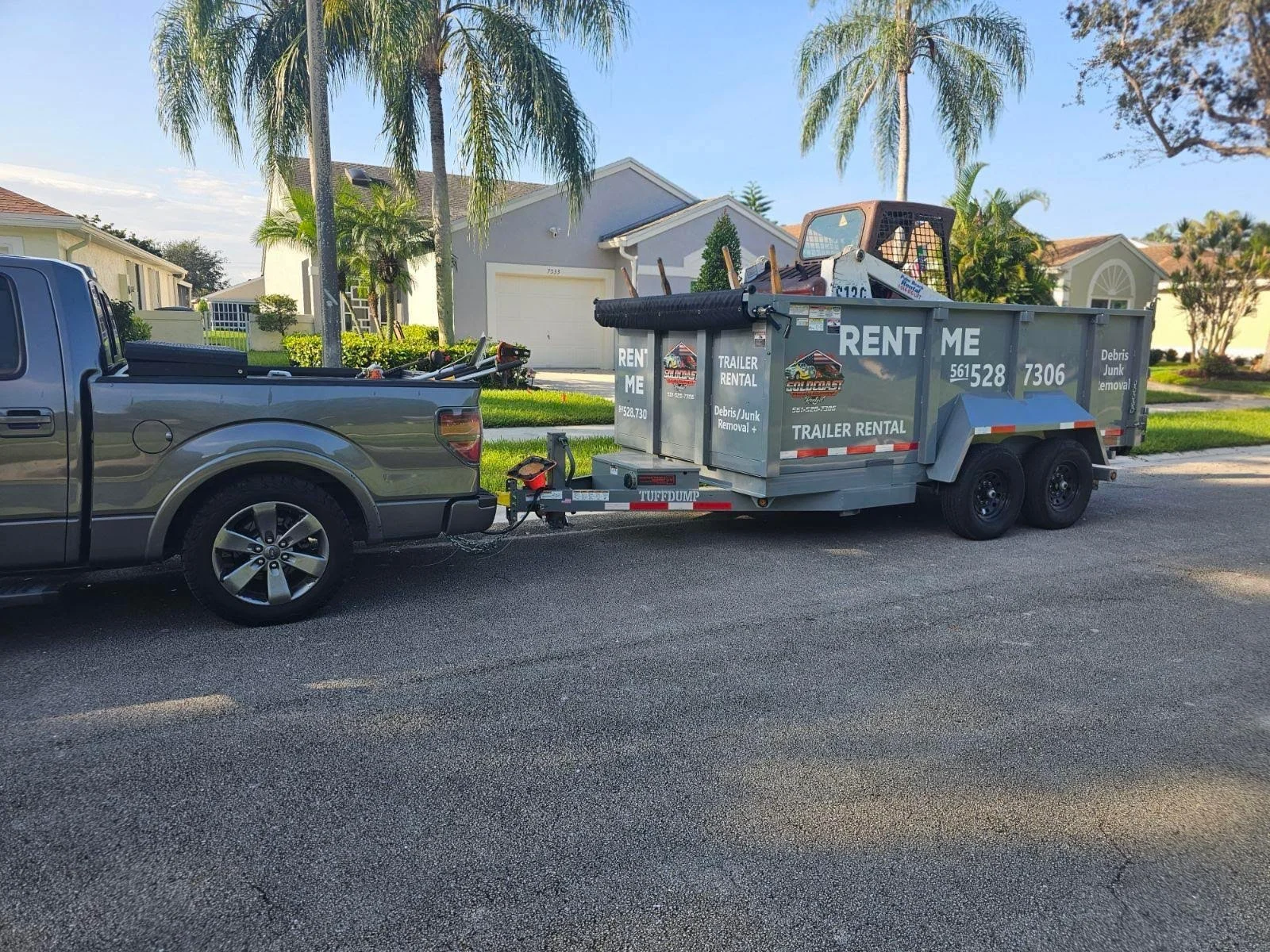 Gold Coast Trailer dump trailer and truck in Boca Raton, Florida