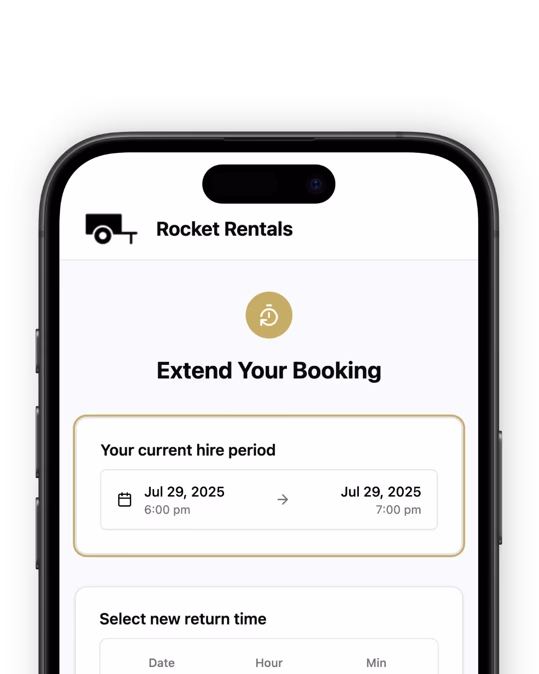 an example of a customer extending their contactless storage booking online