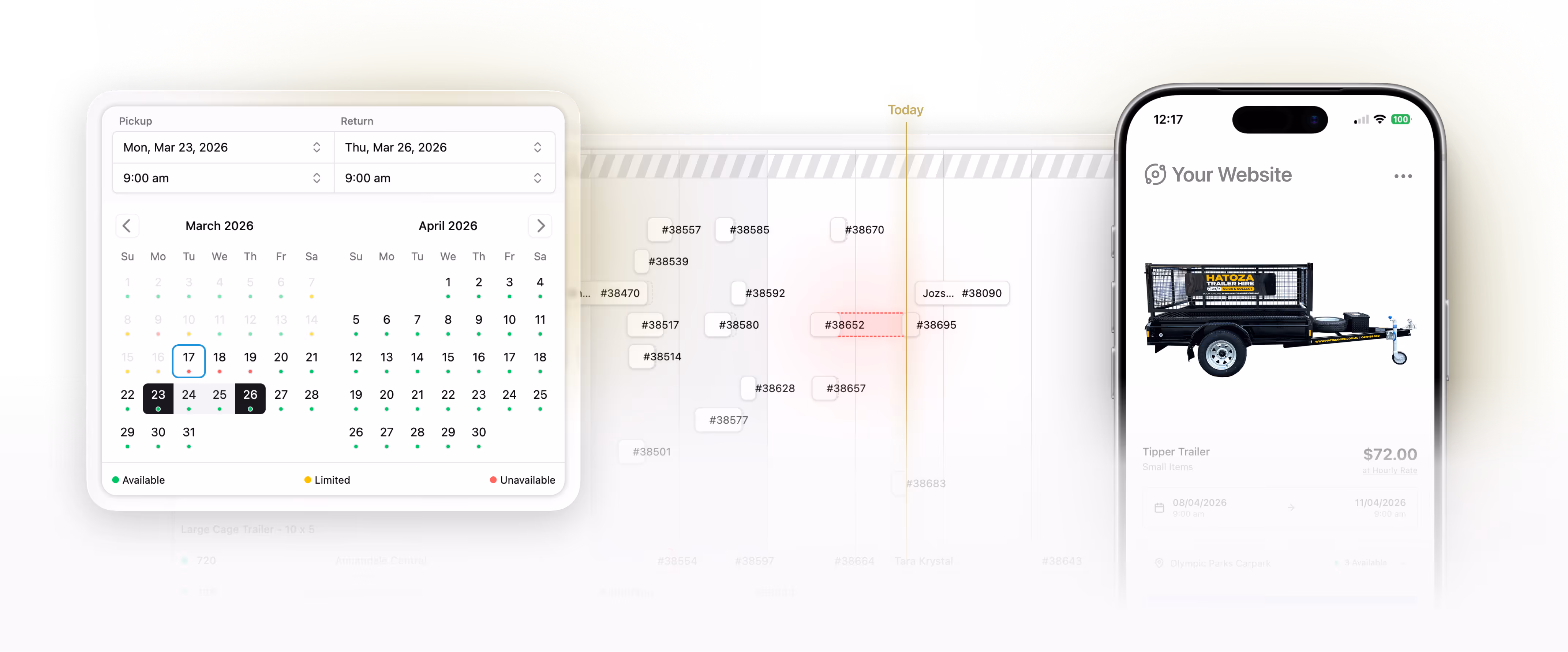 Lockii embeddable booking widget on a rental website