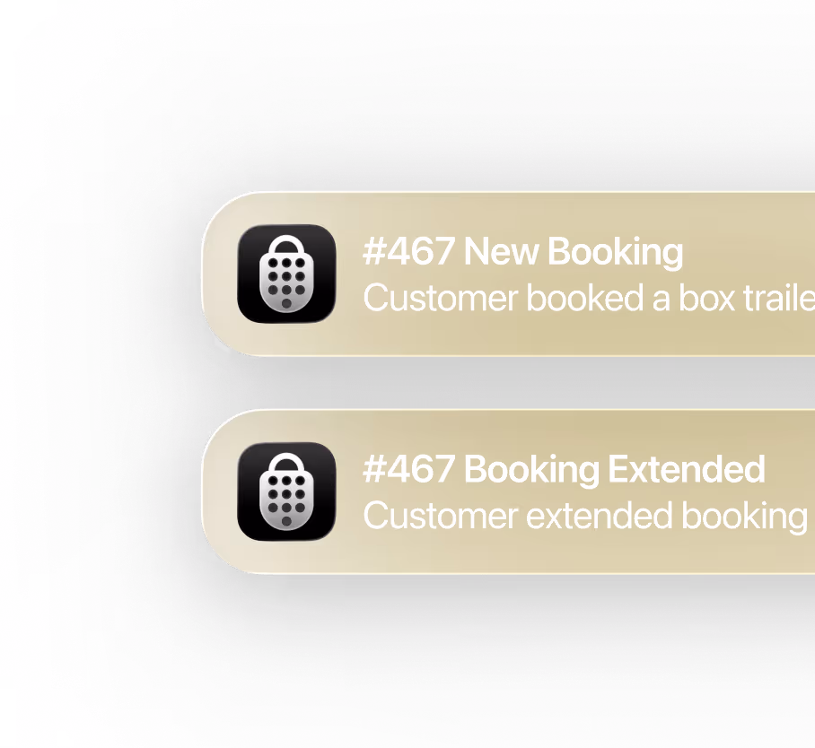 Lockii push notification alerts for overdue bookings and customer issues