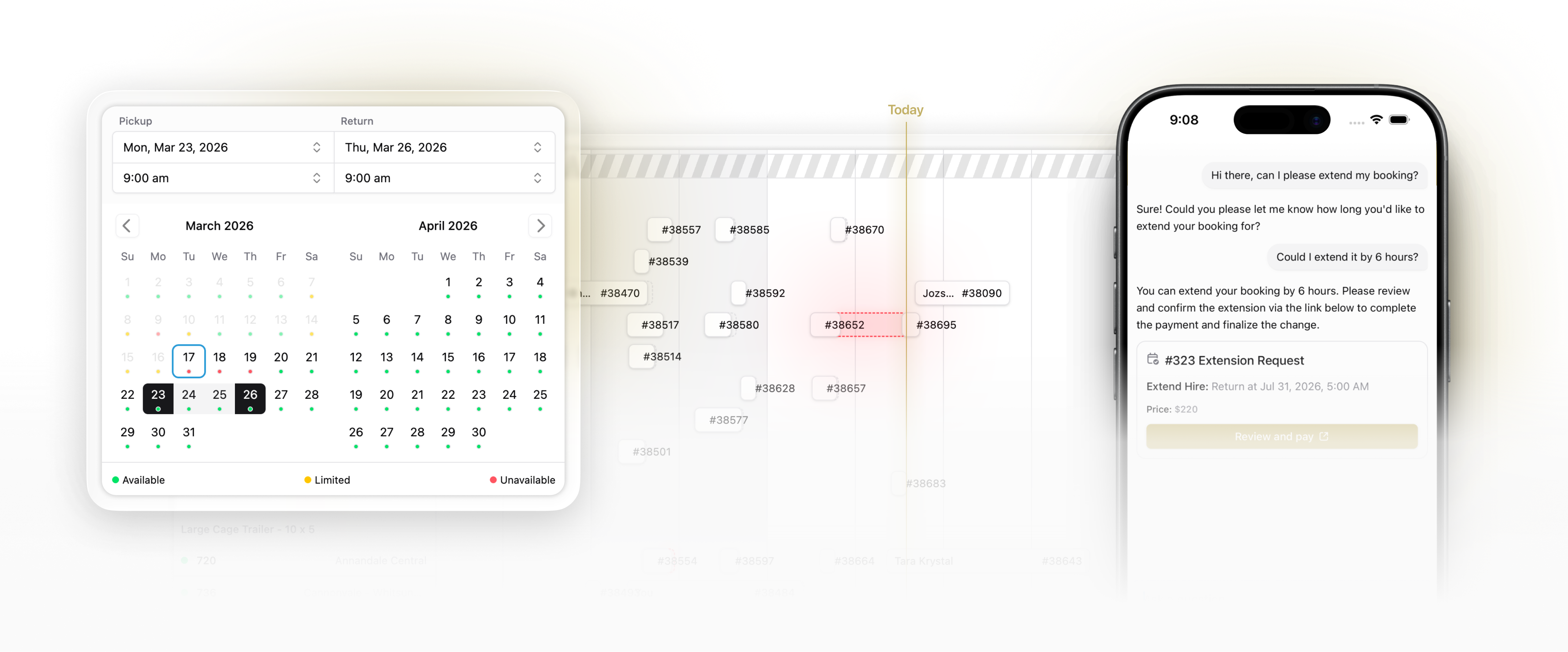 Lockii AI customer support chat handling a booking extension