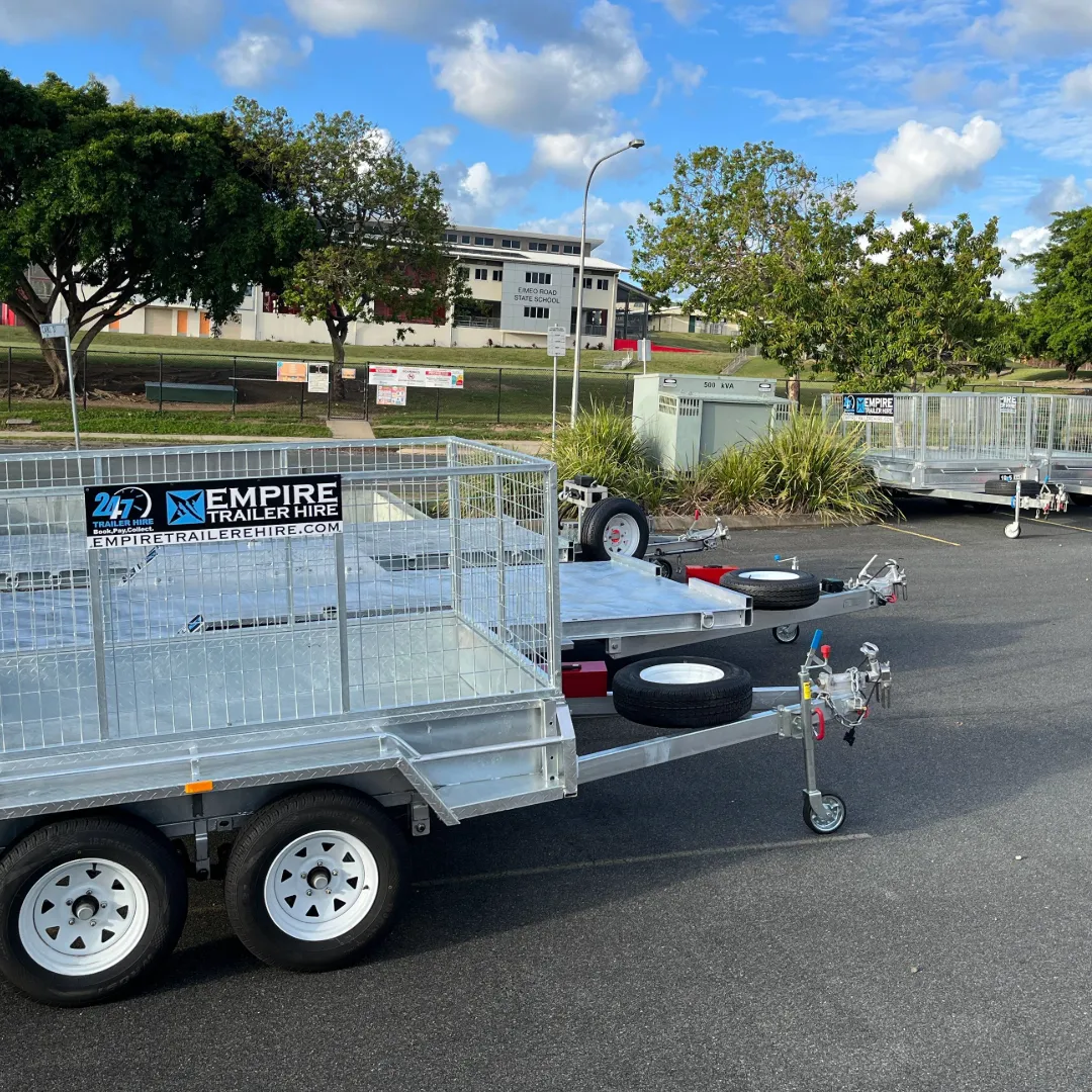 Trailers parked at a self-service hire location